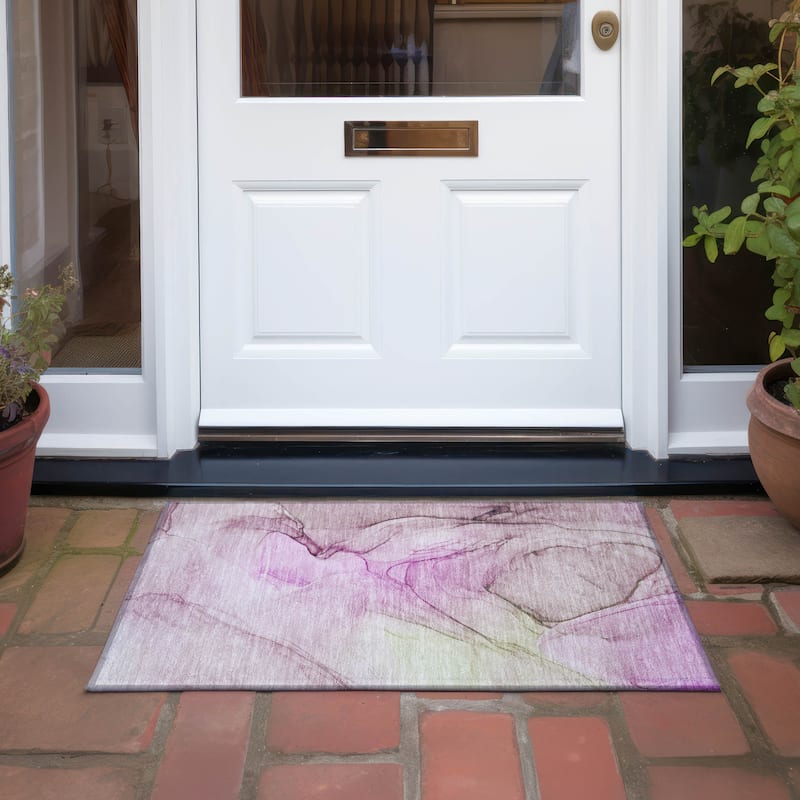 Gaz Modern Art-Inspired Weather Resistant Classic Meets Modern Outdoor Rug