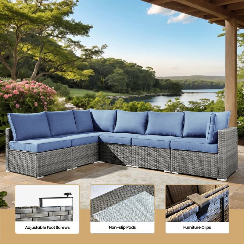 XIZZI 8-piece Patio Wicker Furniture Sectional Set with Firepit