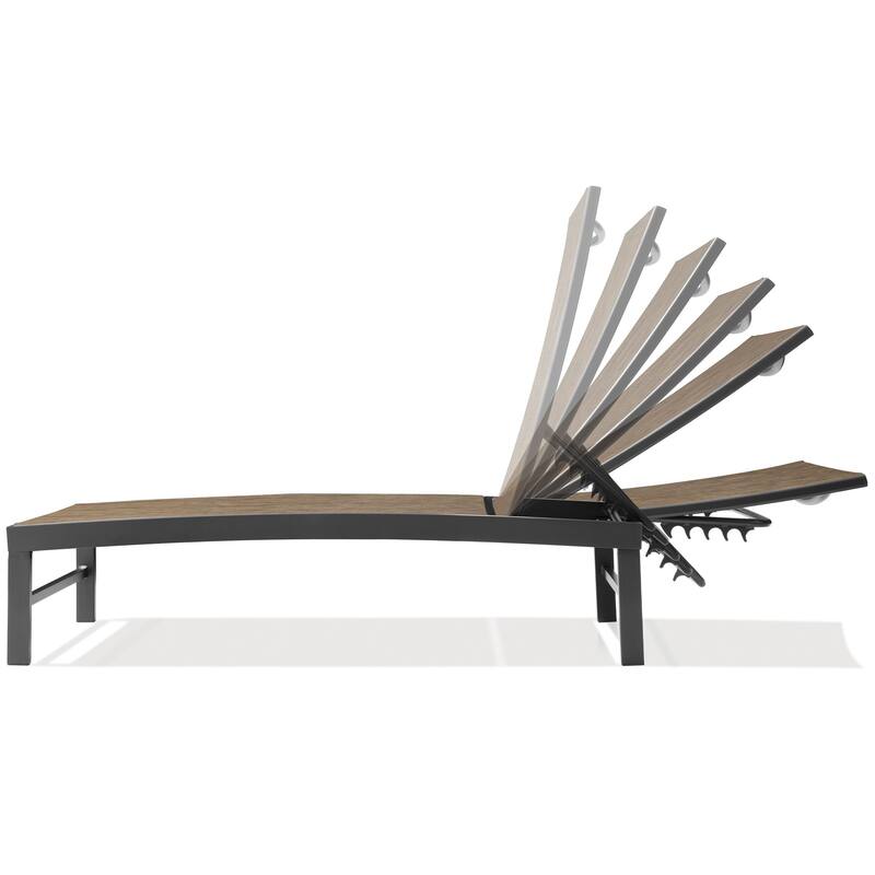 VredHom Outdoor Aluminum Adjustable Chaise Lounge Chairs (Set of 2) - 60.4 in L * 24.6 in W * 16.1/40.8 in H