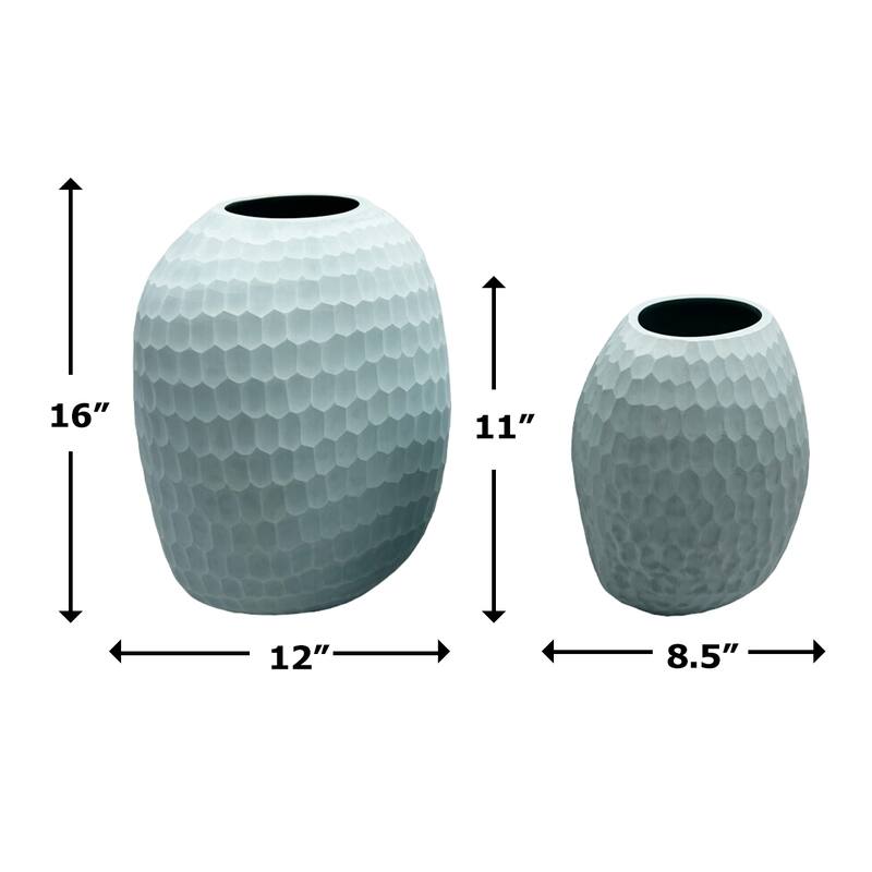 Set of 2 Decorative Handmade Oval Modern Flower Vase in Blue