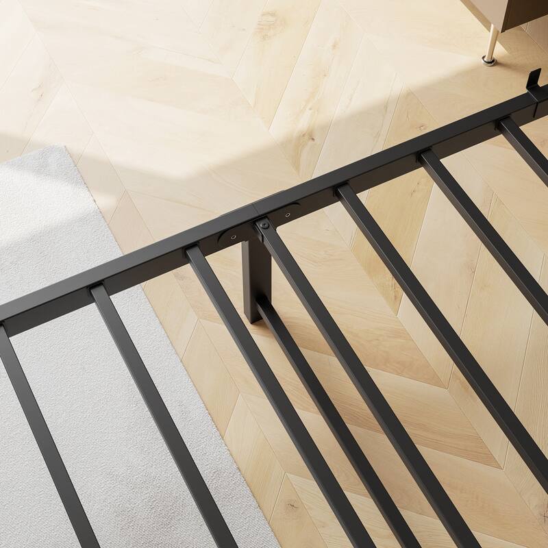 Bed Frame, Storage Headboard with Charging Station