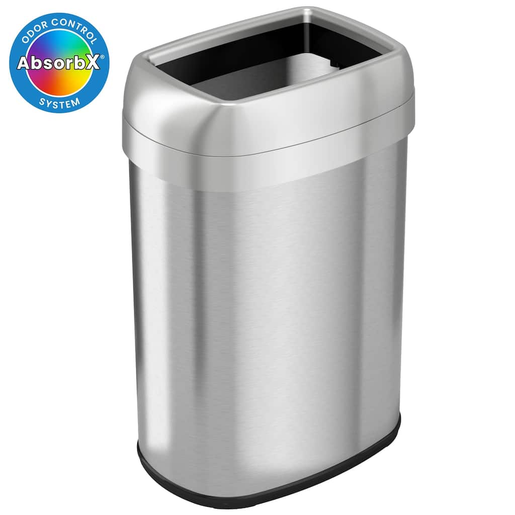 iTouchless 13 Gal Stainless Steel Oval Open Top Trash Can with Filters
