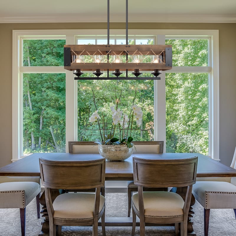 The Gray Barn 5-Light Farmhouse Rectangle Chandelier Rustic Island Lights - W31.9" * E10.6" * H10.2"