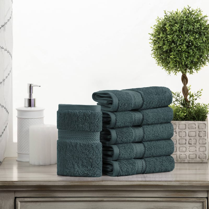 Superior Egyptian Cotton Pile Heavyweight Face Towel Set of 6 - Teal