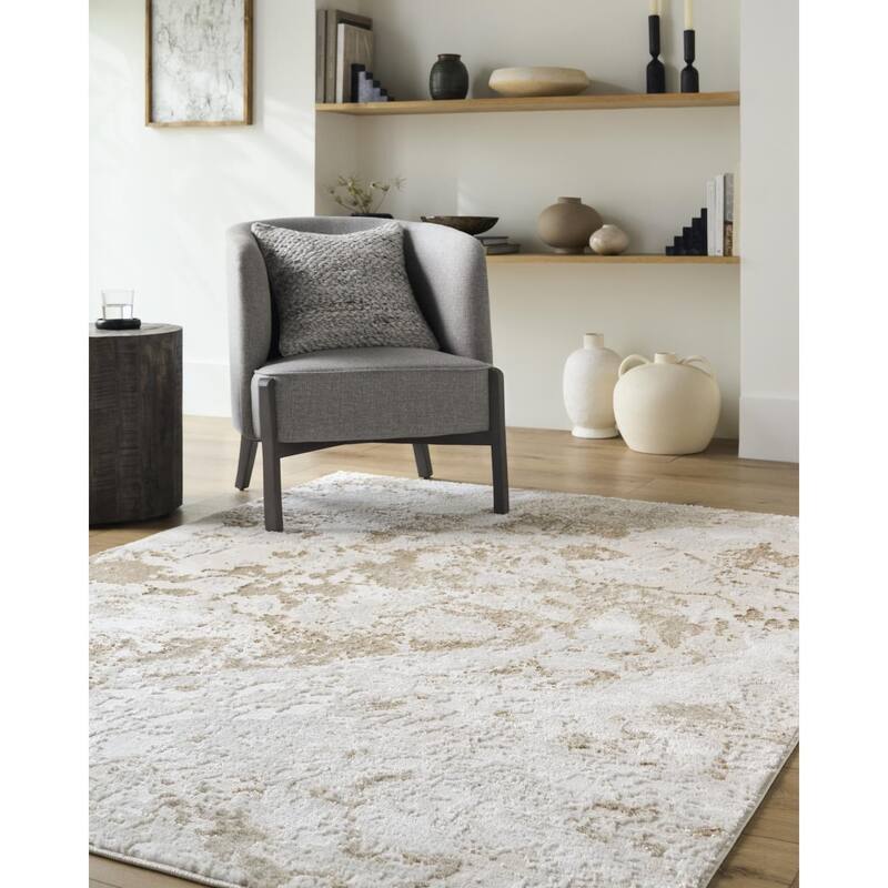 Livabliss Sunrise Transitional Abstract Area Rug - Tan/Cream - 5'3" x 7'