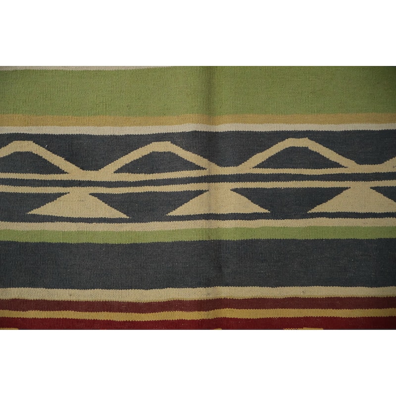 Hand Woven Oriental 100% Wool Carpet Southwestern Tribal Multi-Colored Kilim Area Rug - 8' 3'' X 8' 3''