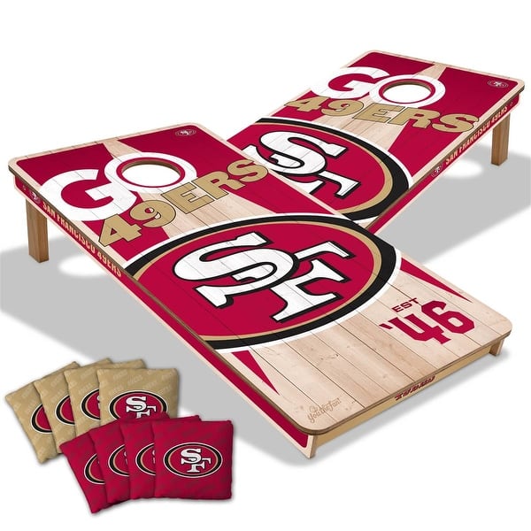 slide 2 of 7, San Francisco NFL 2x4 Cornhole Board Set Include Carrying Case