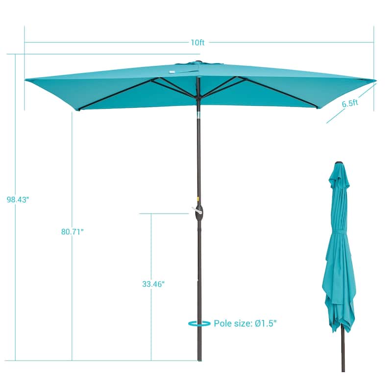 Bonosuki 10x6.5ft Rectangular Aluminum Patio Market Umbrella