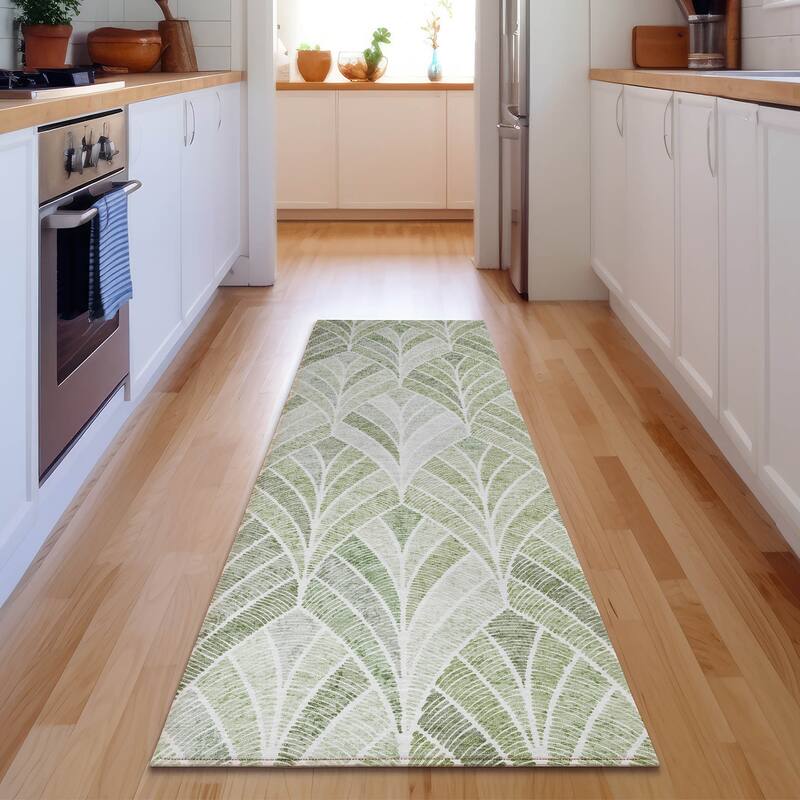 Premium Washable Super Soft Chic Mosaic Mayfield Rug - Sage - 2' 3" x 7' 6"