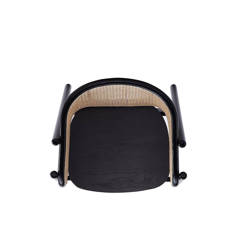 Manhattan Comfort Versailles Armchair in Black and Natural Cane