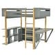 preview thumbnail 26 of 37, Stylish Design Full Size Solid Wood Loft Bed Kids Bed with Built-in Storage Cabinet and Cubes, Foldable desk