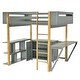 preview thumbnail 8 of 11, Stylish Full Loft Bed With Built-in Storage Cabinet & Cubes, Versatile Wood Bed Frame w/Foldable Desk, Space-Saving Design, Grey