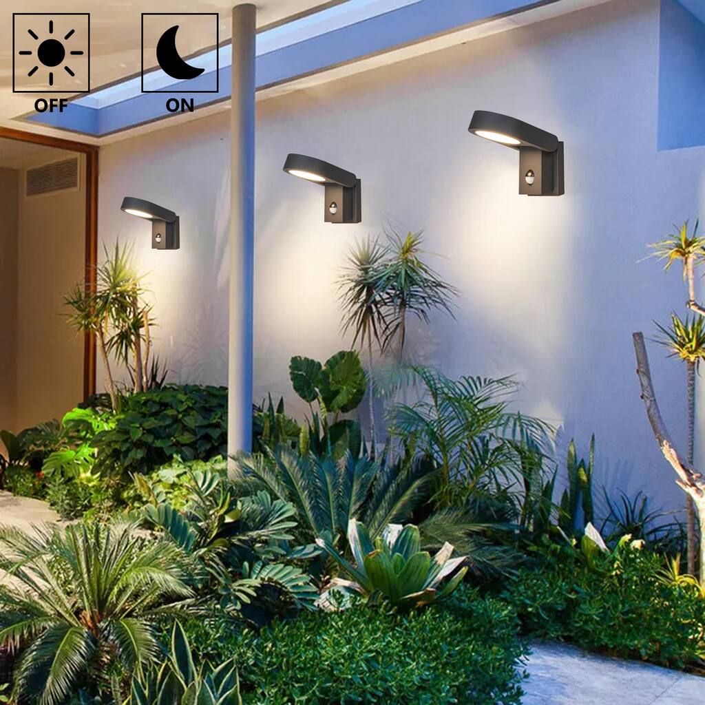 Wall Light Outdoor PIR Sensor LED Wall Mount Lamp Round Wall Sconce Lighting with Motion Sensor