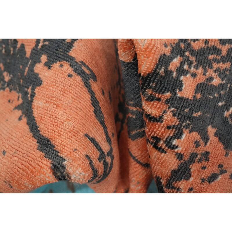 Hand Knotted Oriental Viscose Silk Carpet Modern Pictorial Multi-Colored Abstract Area Rug - 7' 11'' X 5' 6''