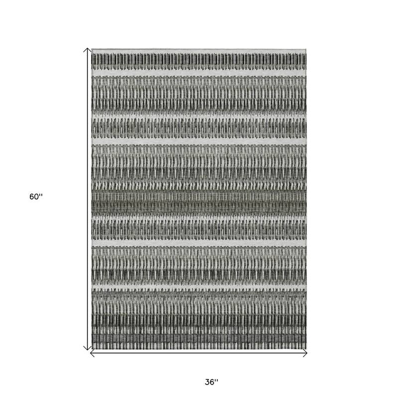 HomeRoots Striped Transitional Rectangle Outdoor Rug