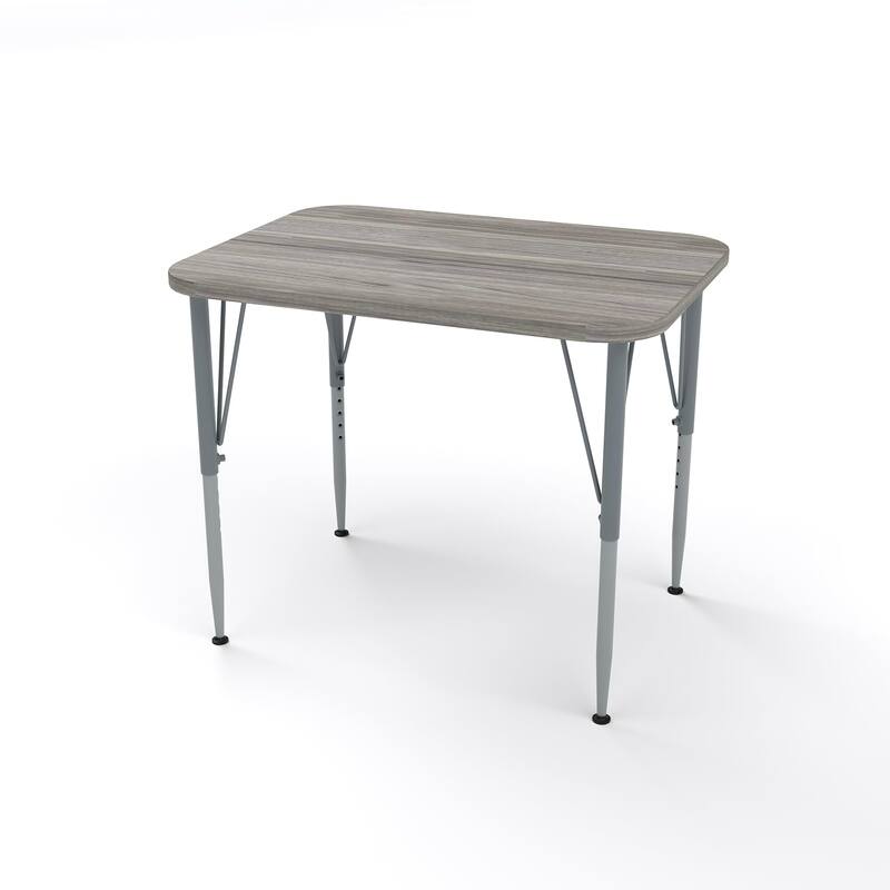 Tot Mate Versa Kids Desk Rectangle Large Surface (32" x 24") Classroom Table - Adjustable Height 21-30" - Shadow Elm Gray
