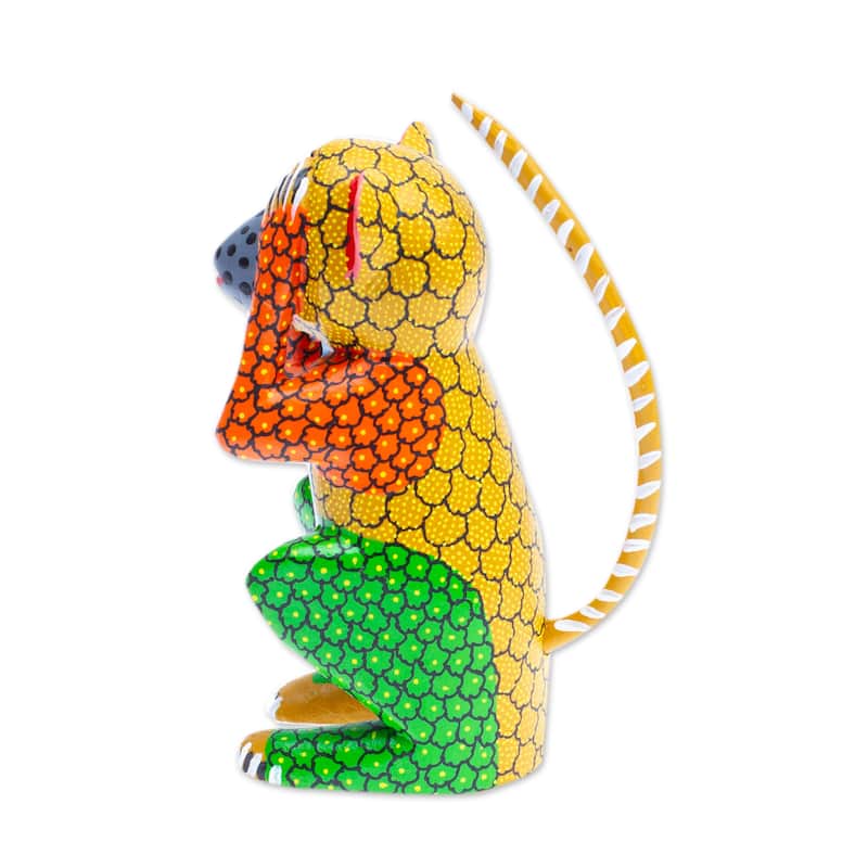 Novica Handmade Astonished Monkey Wood Alebrije Figurine