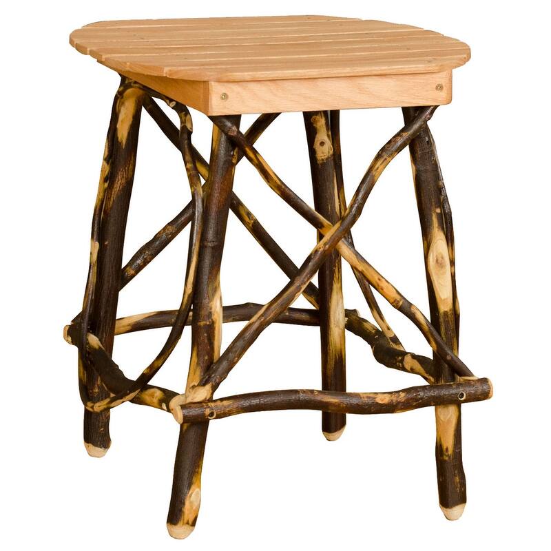 Hickory Log Round End Table - Hickory and Oak