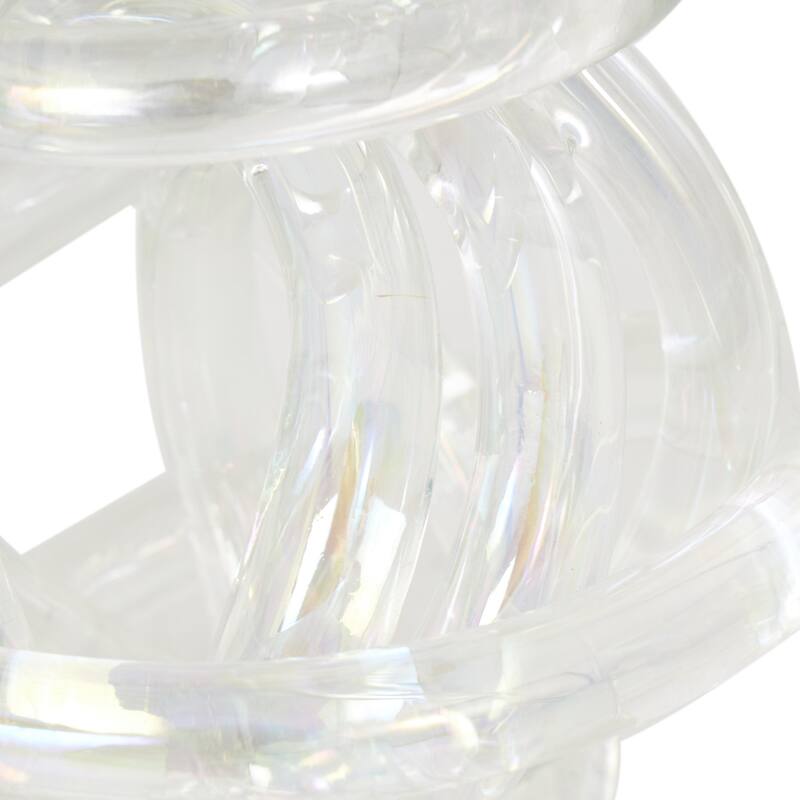 Glass Abstract Handmade Iridescent Knotted Ball Sculpture - Set of 3 Dark Gray, Black or Clear - Roche River Decor