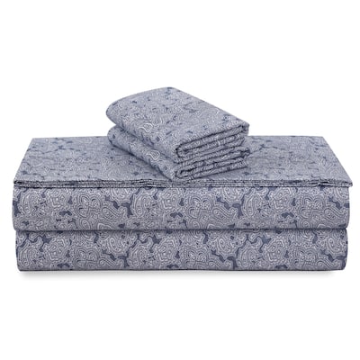 Portuguese Printed Cotton Flannel Extra Deep Pocket Sheet Set