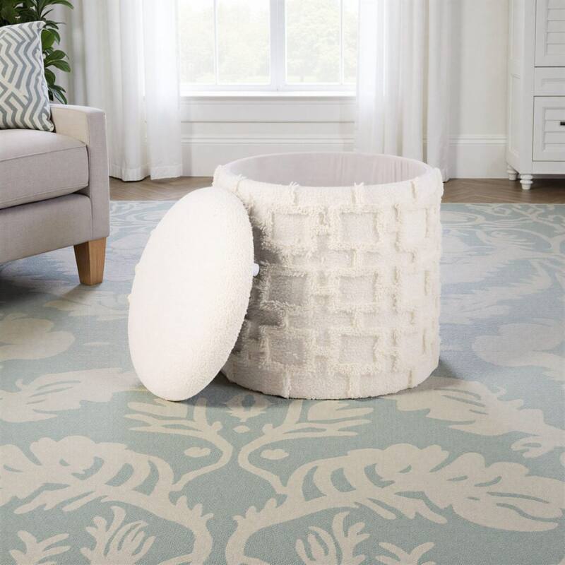 Handwoven Fabric Storage Ottoman
