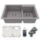 preview thumbnail 34 of 59, Karran 33" Top Mount Large/Small Bowl Quartz Kitchen Sink Kit - 33" x 22" x 9"