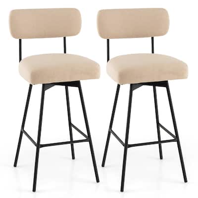 Gymax 2PCS Swivel Bar Stool 29'' Upholstered Bar Height Dining Chair
