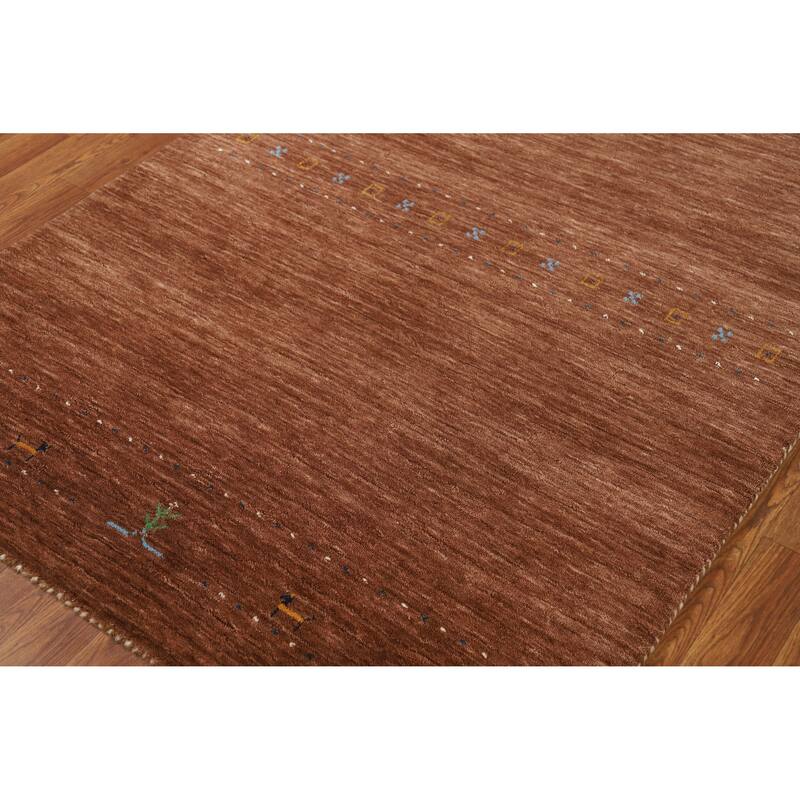 Hand Knotted Oriental 100% Wool Carpet Tribal Tribal Brown Gabbeh Area Rug - 5' 10'' X 4' 0''