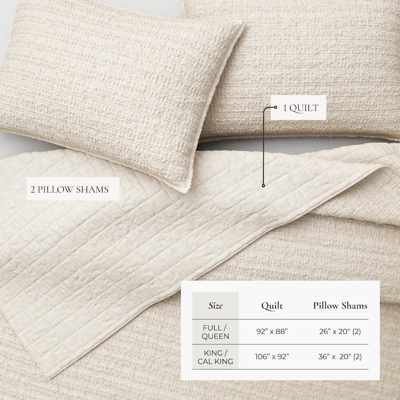 Linery & Co. Cotton Honeycomb Waffle Garment Washed Quilt Set