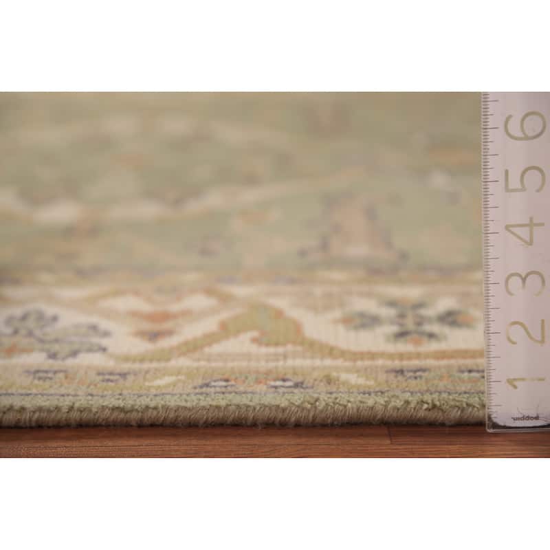 Light Green Oushak Oriental Rug Hand-Knotted Wool Carpet - 4'2"x 5'11"