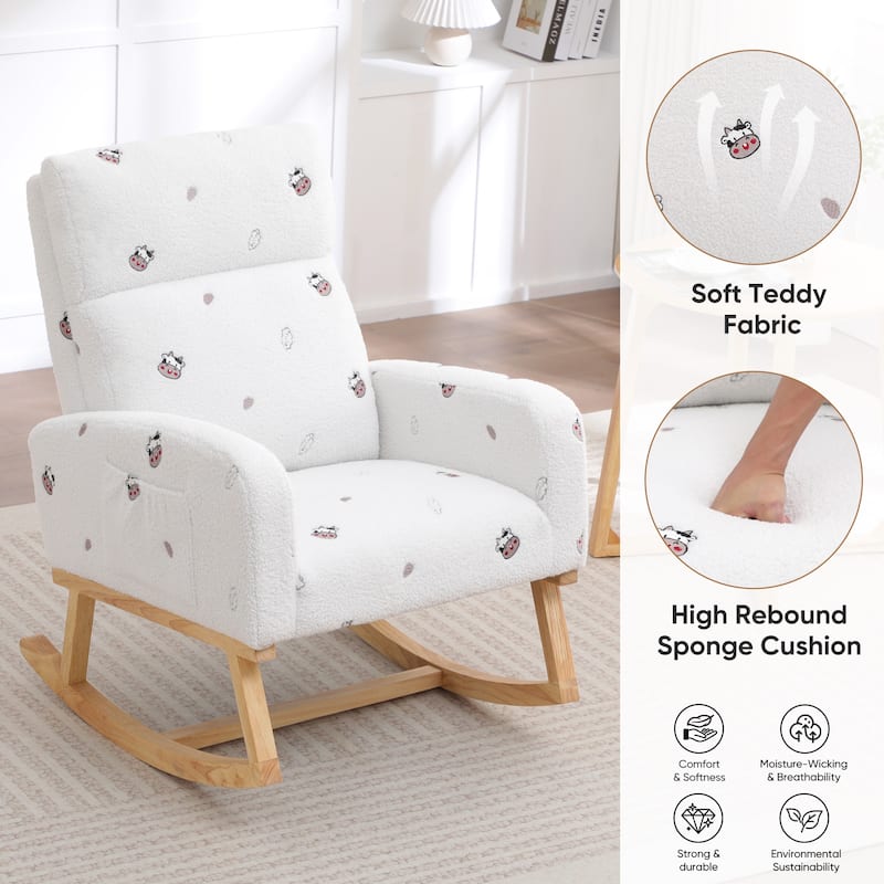 HOMYKA 28" Wide Rocking Chair for Nursery with Solid Wood Leg
