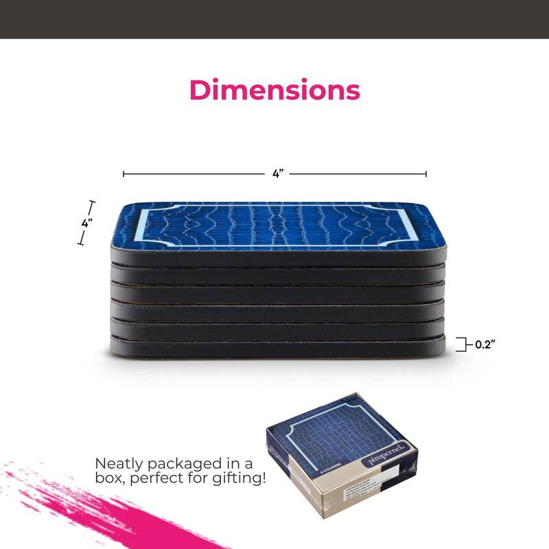 Pimpernel Set of 6 Blue Croc Leather Collection Coasters - 4 Inch