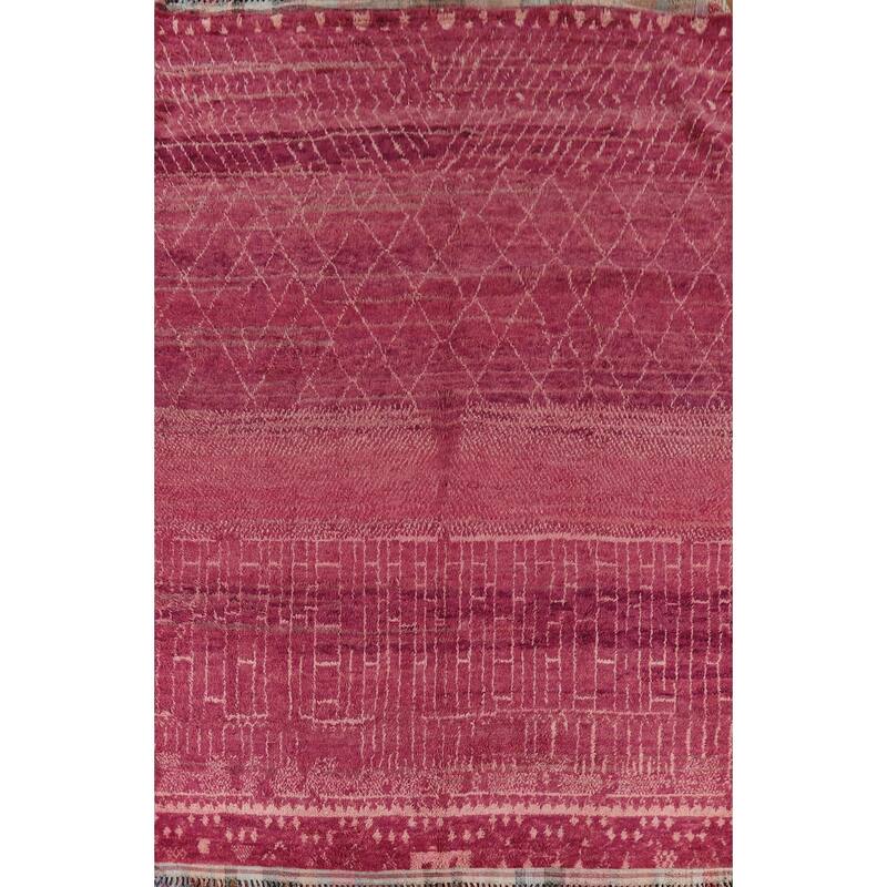 Plush Trellis Moroccan Large Area Rug Handmade Wool Carpet - 9'6" x 14'7"