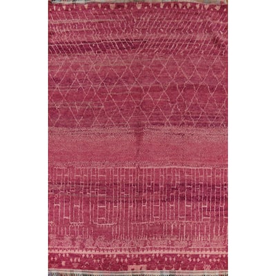 Plush Trellis Moroccan Large Area Rug Handmade Wool Carpet - 9'6" x 14'7"