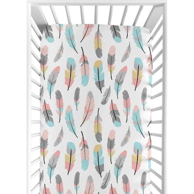 Sweet Jojo Designs Feather Collection Microfiber Fitted Crib Sheet