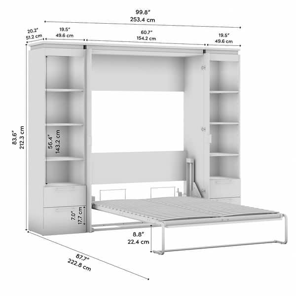 Orion Full Murphy Bed with Shelves and Drawers (100W) by Bestar - Bed ...