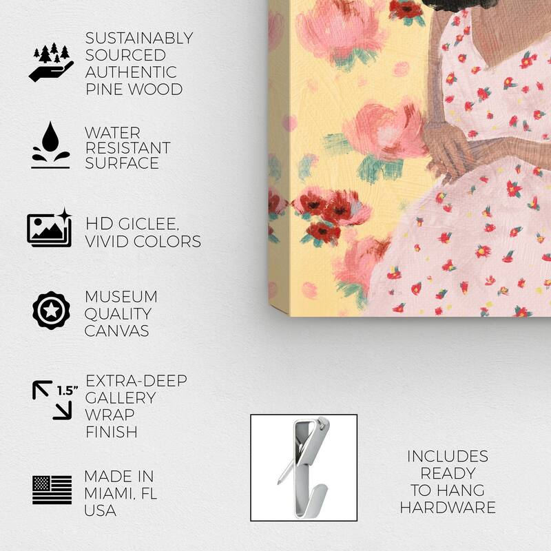 Wynwood Studio Fashion and Glam I do love flowers Yellow and Pastel Yellow Modern & Contemporary Wall Art Canvas Print