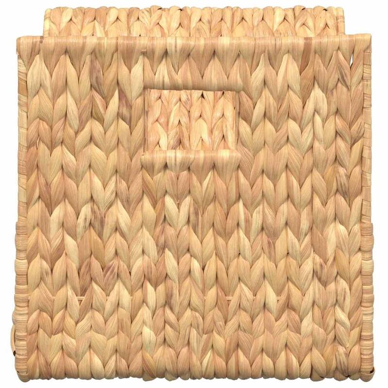 vidaXL Magazine Holder Brown Water Hyacinth, Metal Frame - 12.2 x 12.2 x 12.2