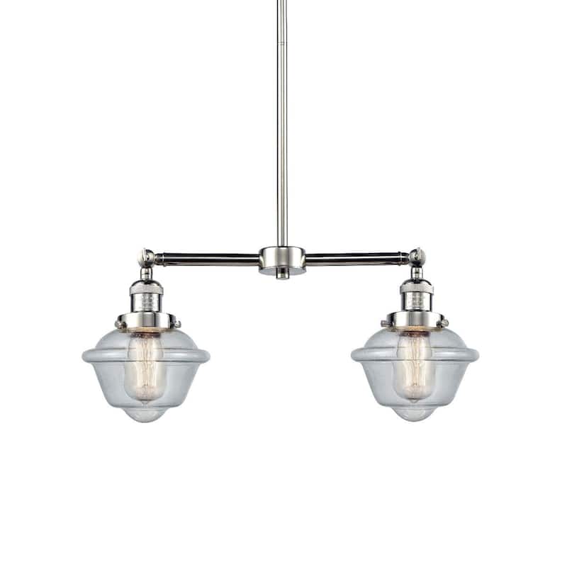Innovations Lighting Small Oxford 2 Light 24" Wide Linear Chandelier - Polished Nickel / Seedy