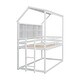 preview thumbnail 15 of 16, Twin House Loft Bunk Bed Kids Bed with Guardrails Semi-enclosed Roof Bedside Shelves and Ladder, Grey