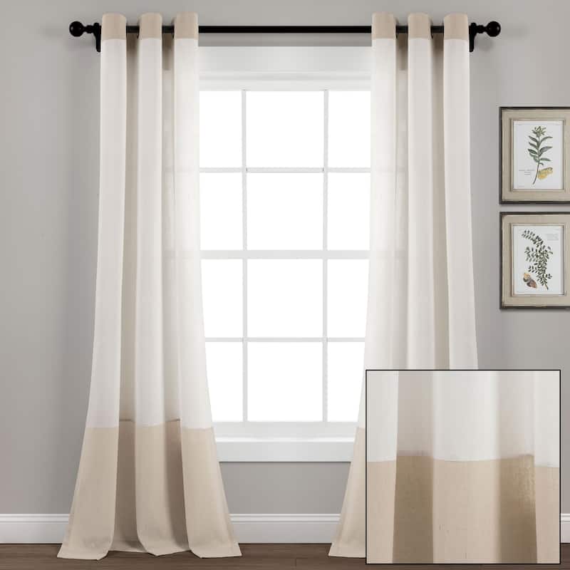Lush Decor Faux Linen Grommet Colorblock Window Curtain Single Panel - 84" x 40"