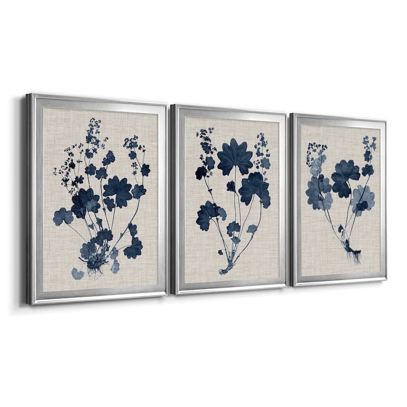 Navy & Linen Leaves II Premium Framed Canvas - Ready to Hang - Multi-Color