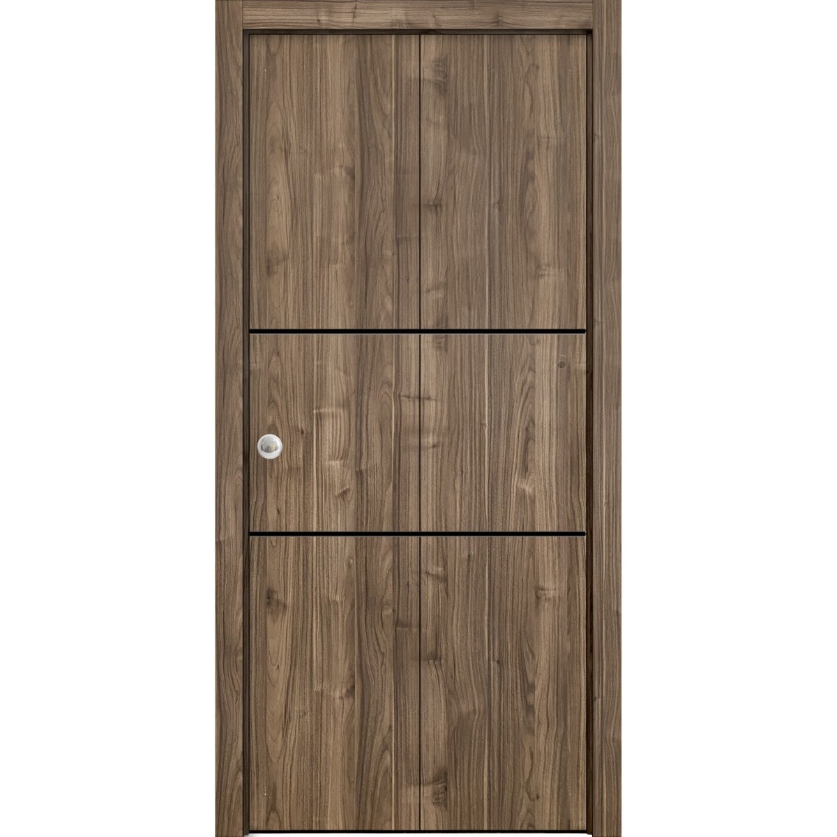 SartoDoors Planum 0014 | Closet Door Bi-fold Door | Solid Wood | Hardware Set | 36x80, Walnut Bedroom Door Bathroom Door