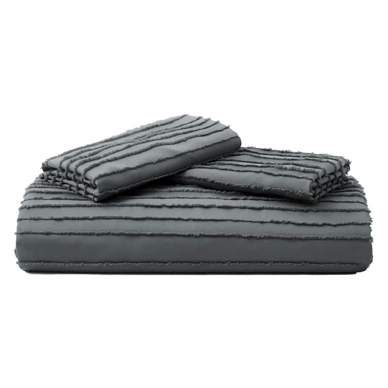 Striped Clipped Jacquard Duvet Cover Set