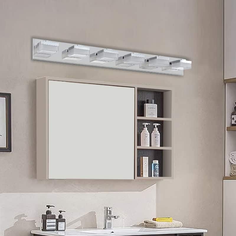 Contemporary 6-Light Chrome LED Vanity Lighting - Mirror Fixture for Bathroom & Dressing Areas‌