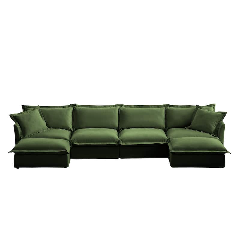 Modern Deep Seat Modular Sofa with Removable Chenille Covers and Plush Cushions for Living Room and Guest Room