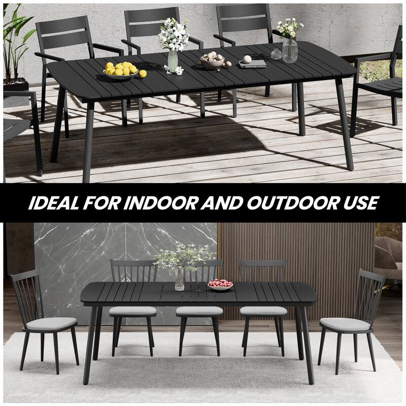 Outdoor Patio Dining Table Rectangular Aluminum Outdoor Table for 6/8/10 Person