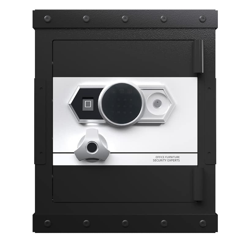 Three-lock safe, measuring 20.4 ″ × 16.5″ × 14.1 ″, suitable for home and office use, large steel digital safe equipped - Black
