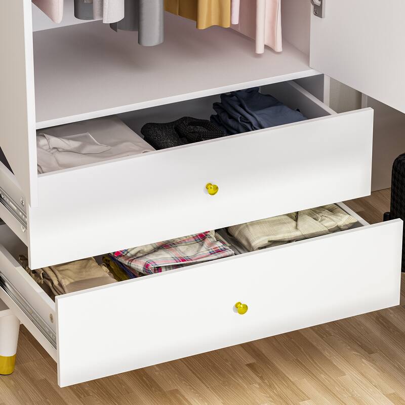 31.5"Wx70.9"H Armoire Wardrobe Storage Cabinet Closet Hanging Drawers