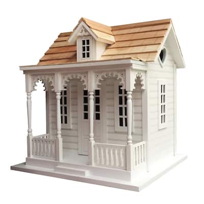 Home Bazaar 13.5" x 10" x 13" Orchard Cottage Birdhouse in white